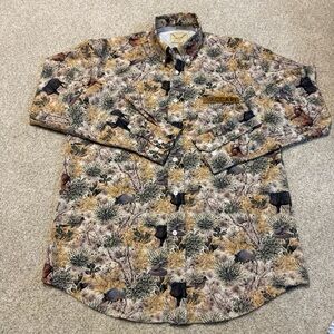 Vaccari Mens Western Camo Armadillo Long Sleeve Button Down Shirt sz S‎